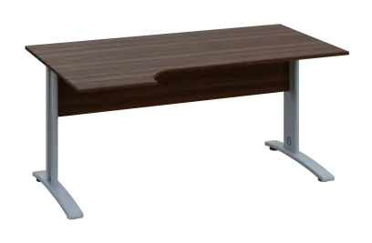 CRK 28 - 164 stůl kancelářský, rohový, levý, kovová podnož stříbrná, deska 25 mm, široký 1600 mm, oř